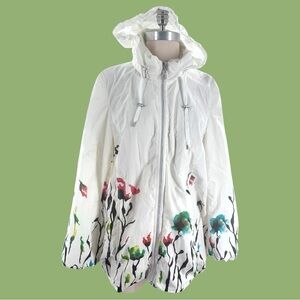Easy Comfort Floral White Hooded Jacket